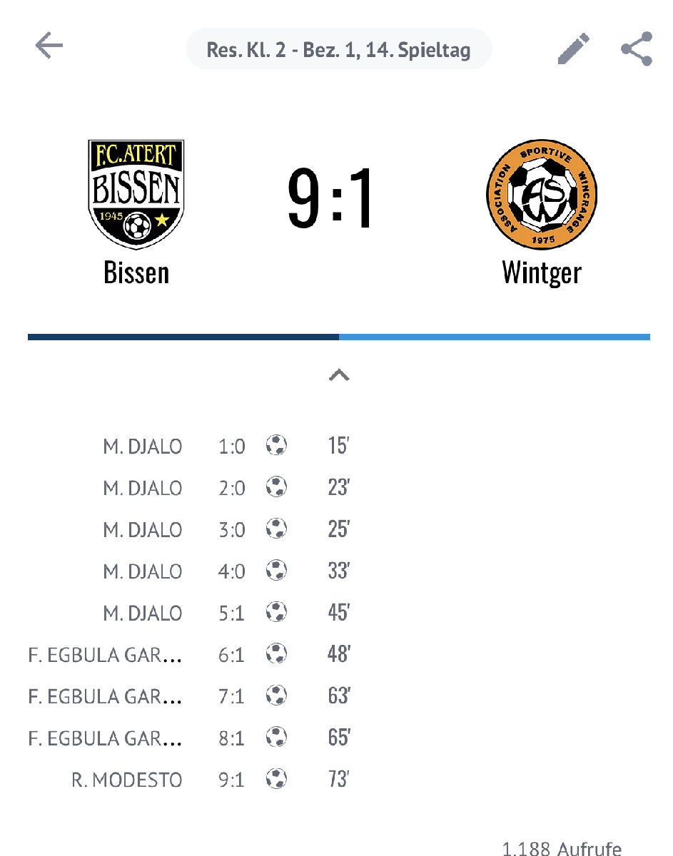 Résultat du soir - 5 buts de Djalo Mamadi