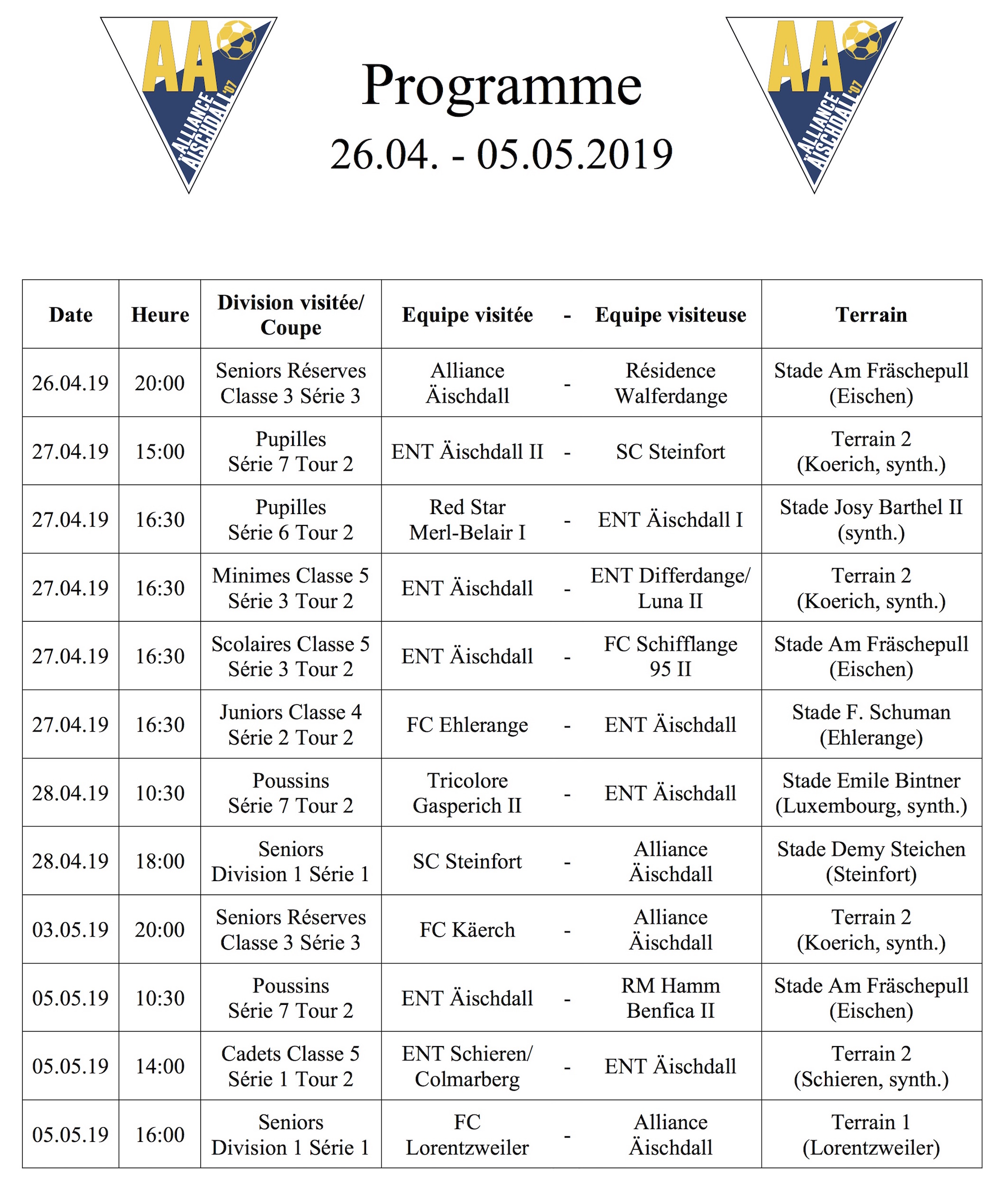 Programm 26.04.-05.05.2019