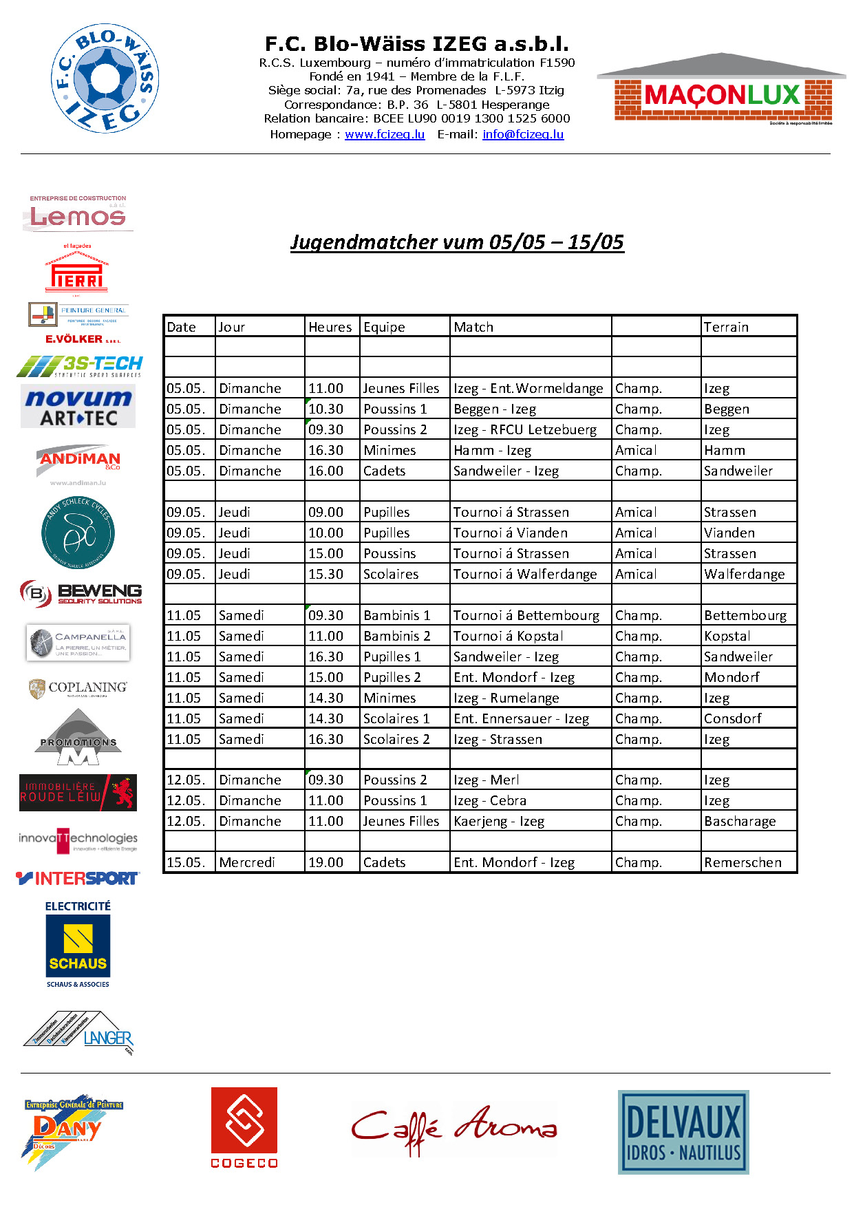 Jugendmatcher vum 05.05. - 15.05