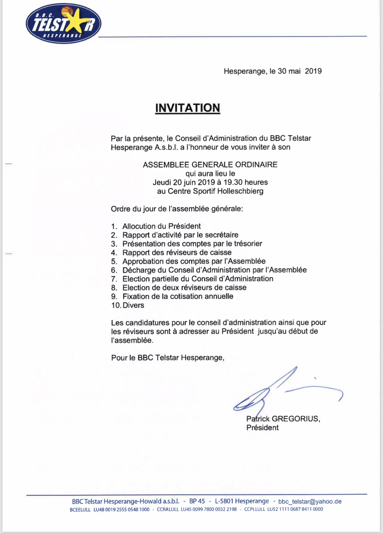 Invitatioun Assemblée Générale Invitatioun Assemblée Générale