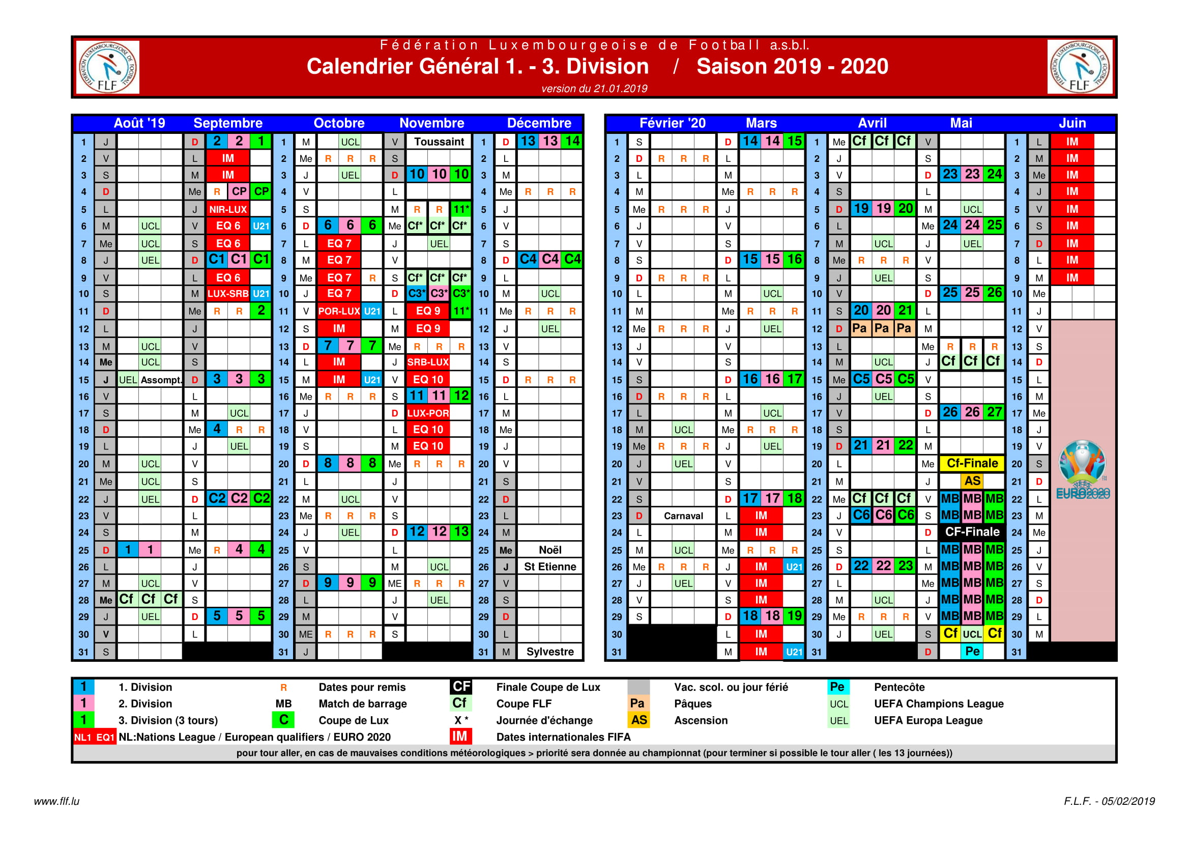 Calendriers Seniors A - B et équipes jeunes