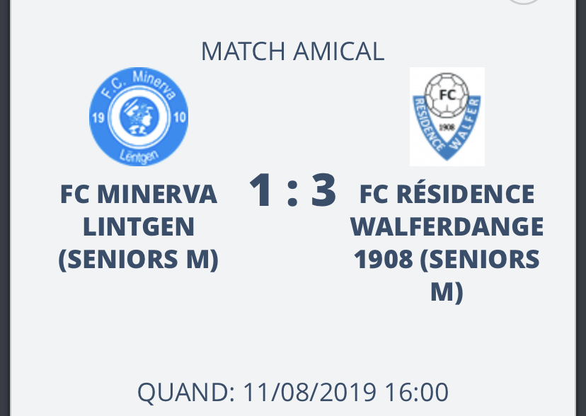 11/08/2019 Resultat Coupe du Centre - Qualification en finale