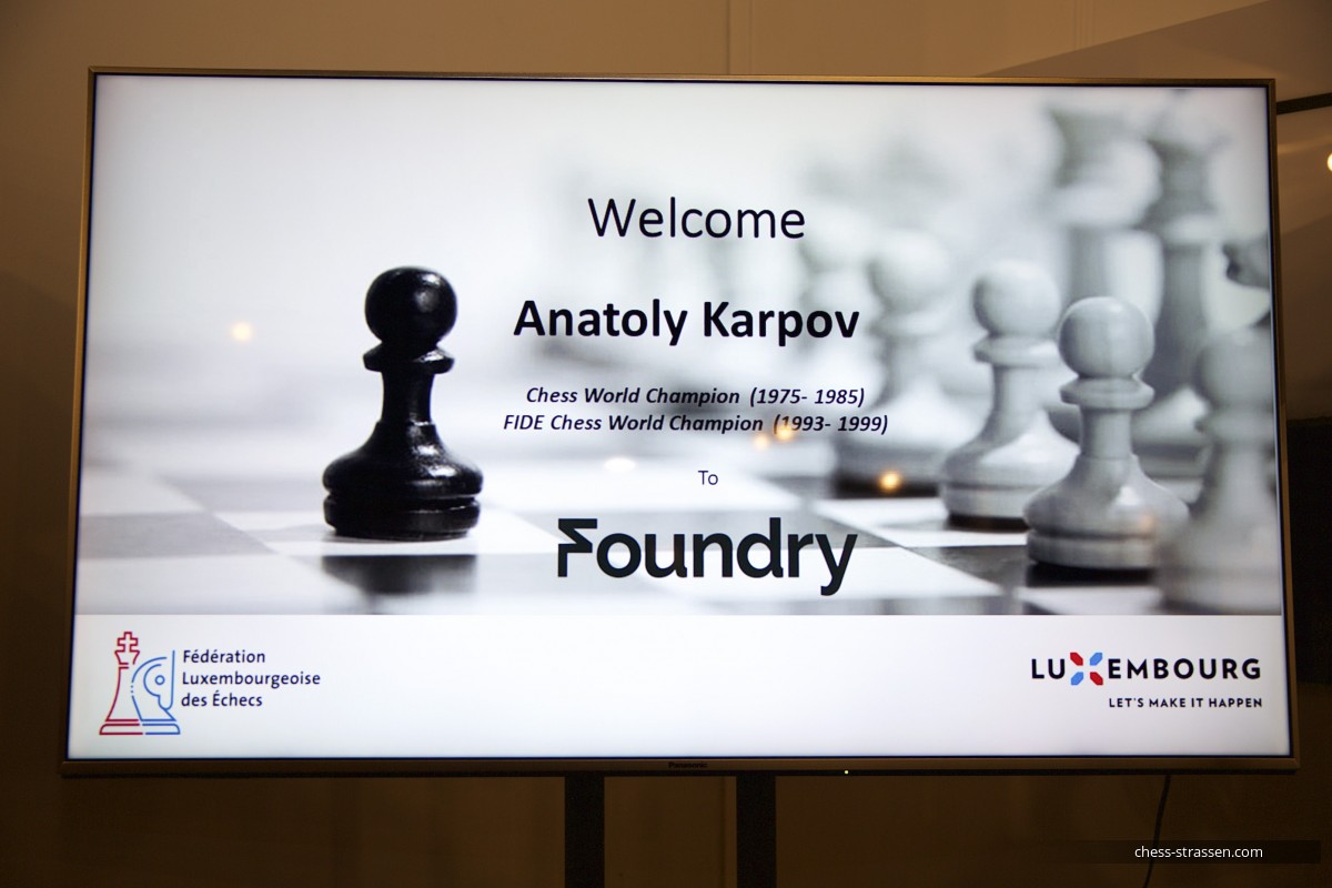 World chess champion Anatoly Karpov having a simultaneous display