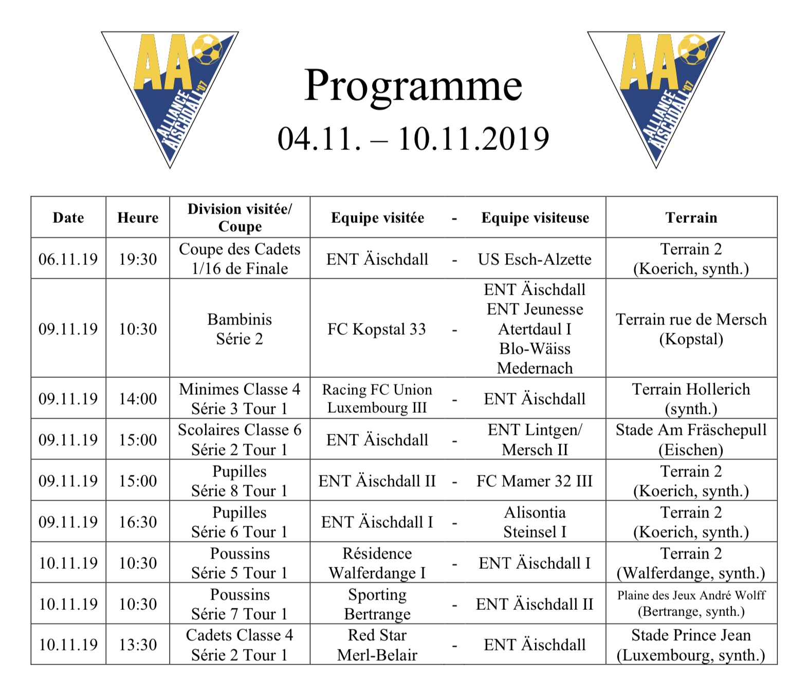 Programm 04.11.-10.11.2019