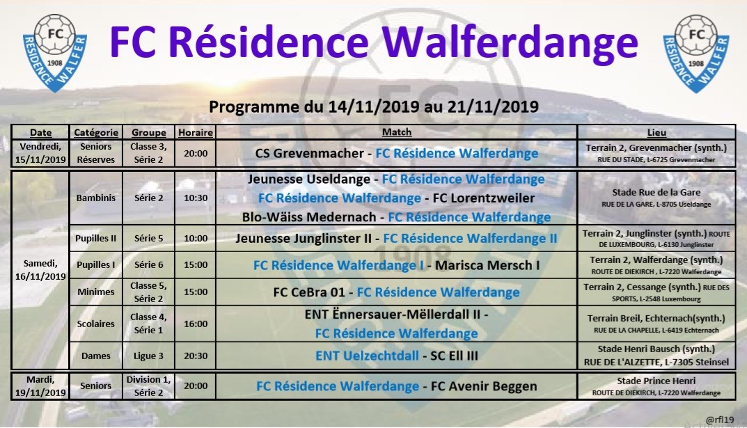 Programme du 14/11/2019 au 21/11/2019