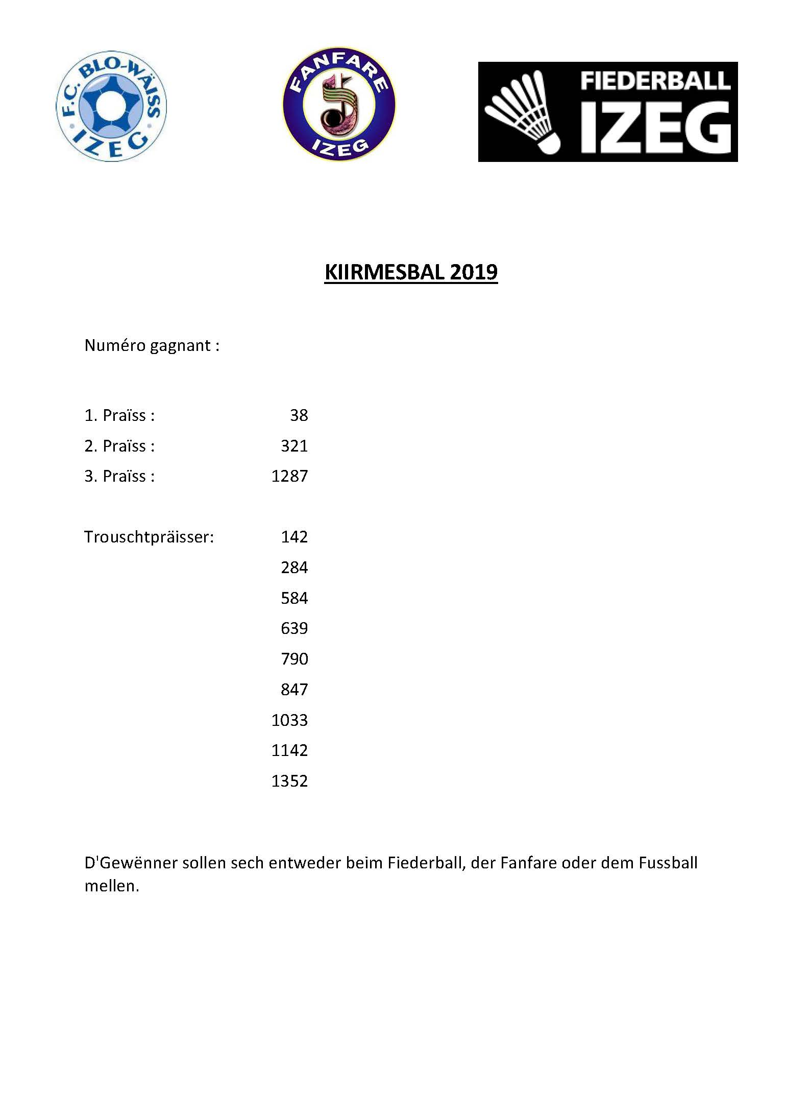 TOMBOLA - KIIRMESBAL 2019