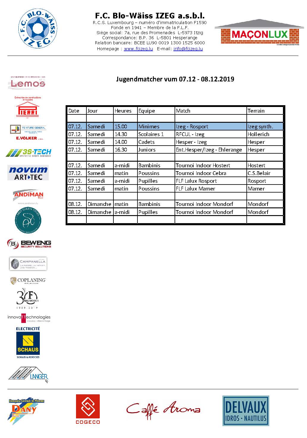 Jugendmatcher vum 07. an 08. Dezember