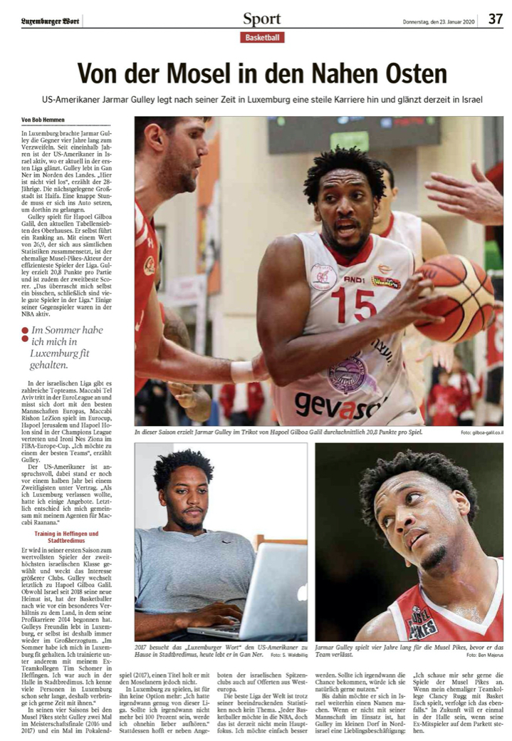 Flotten Artikel iwwert de Jarmar GULLEY am Luxemburger Wort (23.01.2020)