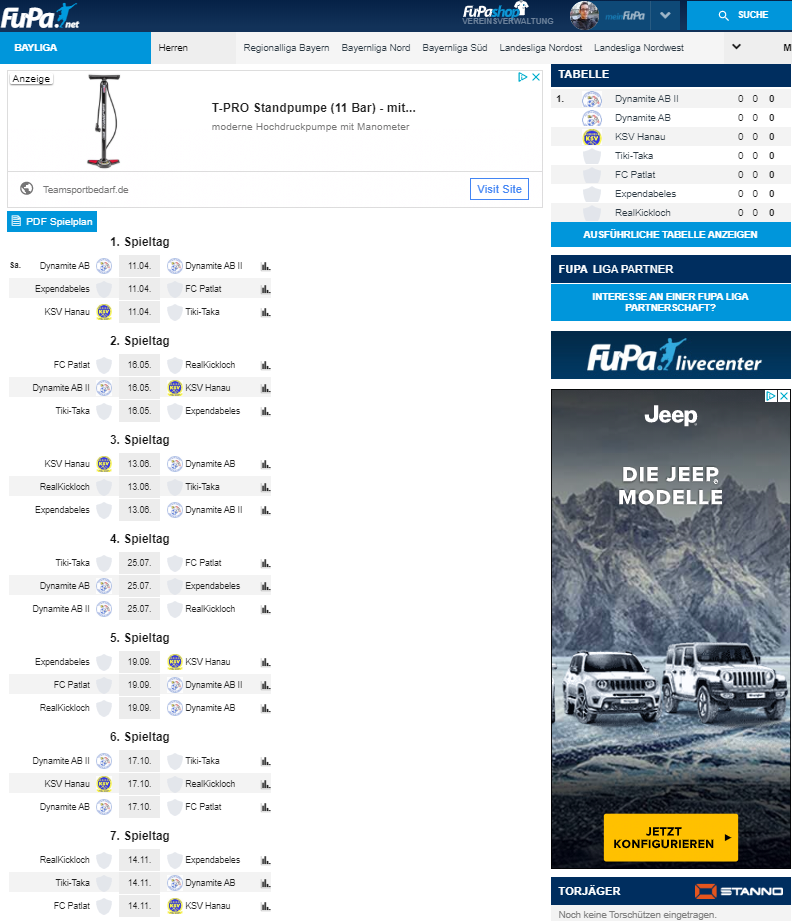 Der Spielplan zur Hobbyliga Aschaffenburg Rhein-Main ist veröffentlicht