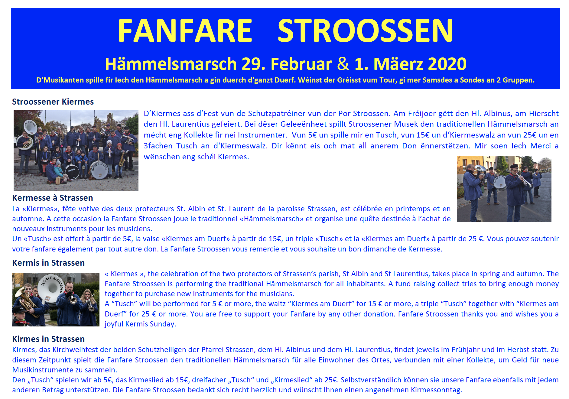 Hämmelsmarsch zu Stroossen 29. Februar & 1. Mäerz