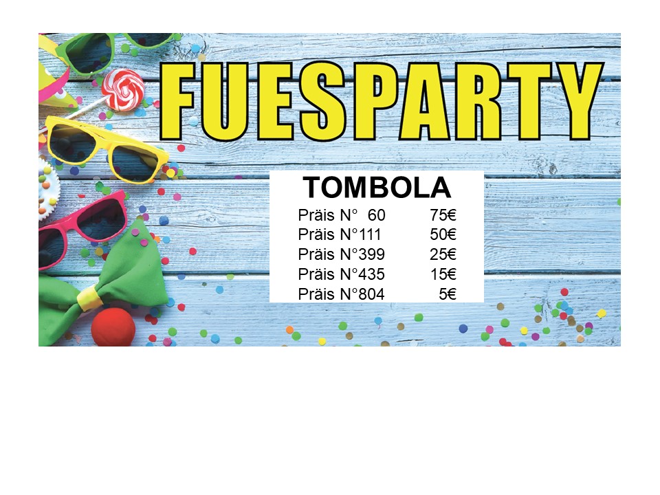 Tombola Fuesparty 2020 Tombola Fuesparty 2020