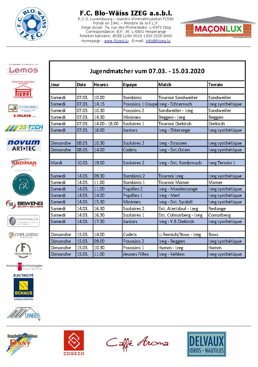 Jugendmatcher vum 07. bis 15. Mäerz