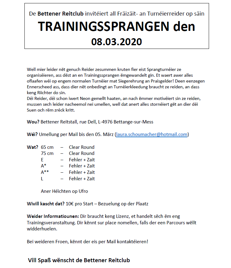 Trainingssprangen 08.03.2020