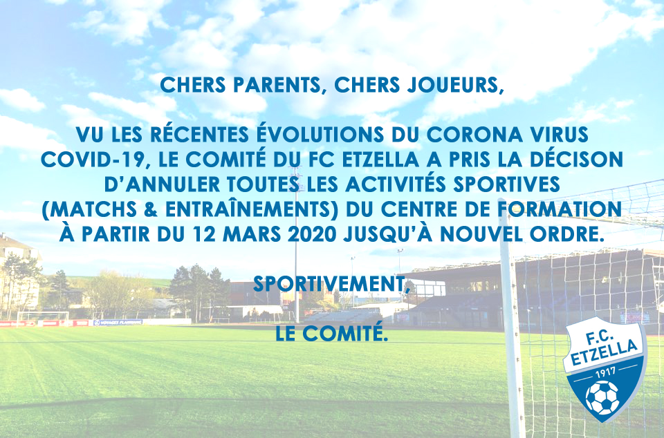 AVIS À TOUS LES PARENTS ET TOUS LES JOUEURS