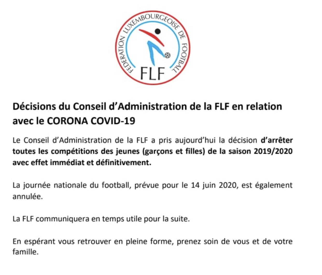 Communiqué de la FLF