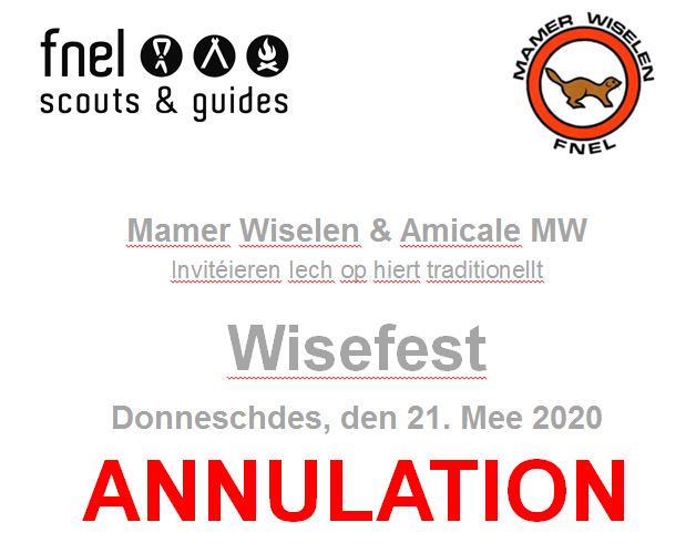 Mamer Wiselen & Amicale MW: Annulation Wisefest du 21 mai 2020