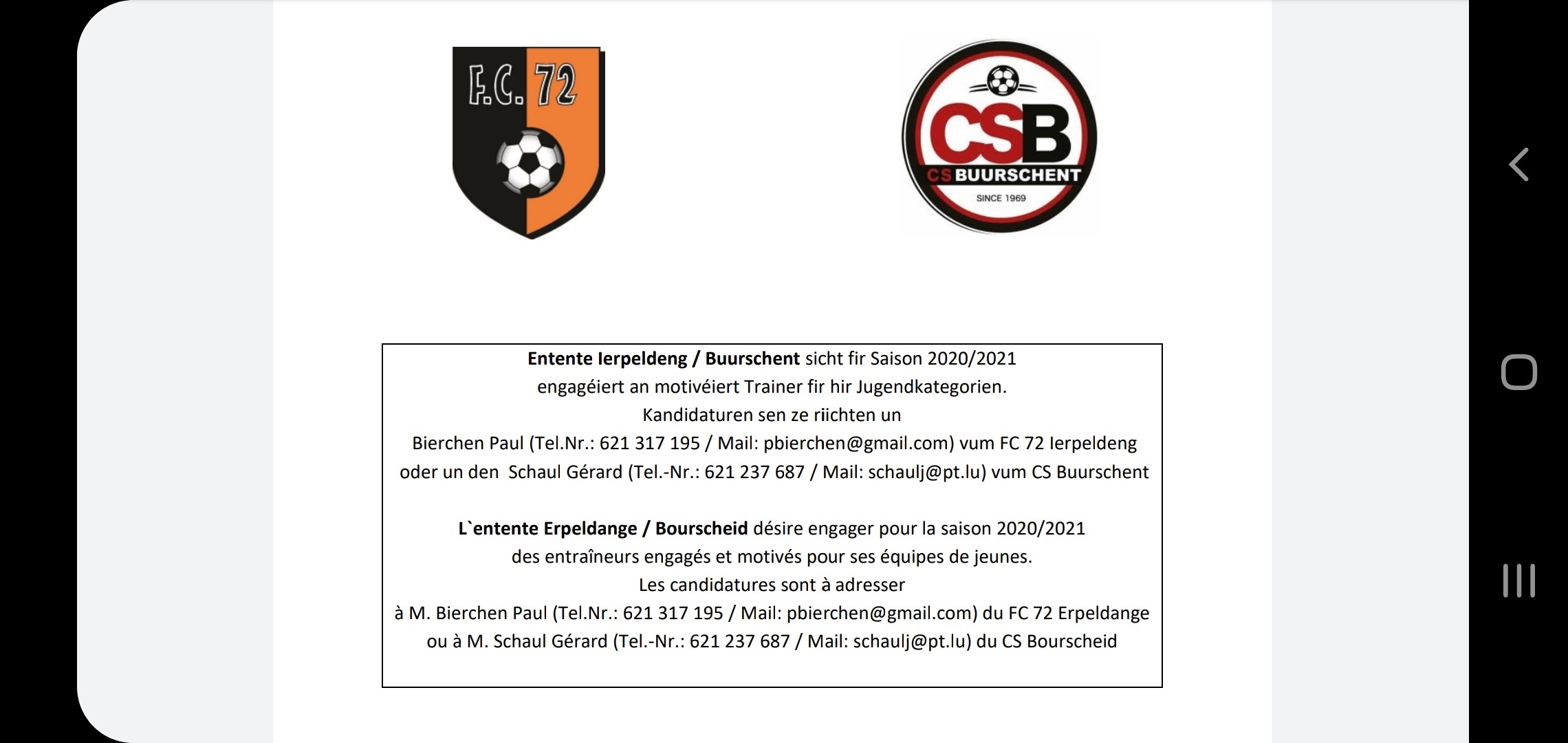 Jugendtrainer Saison 2020 / 2021