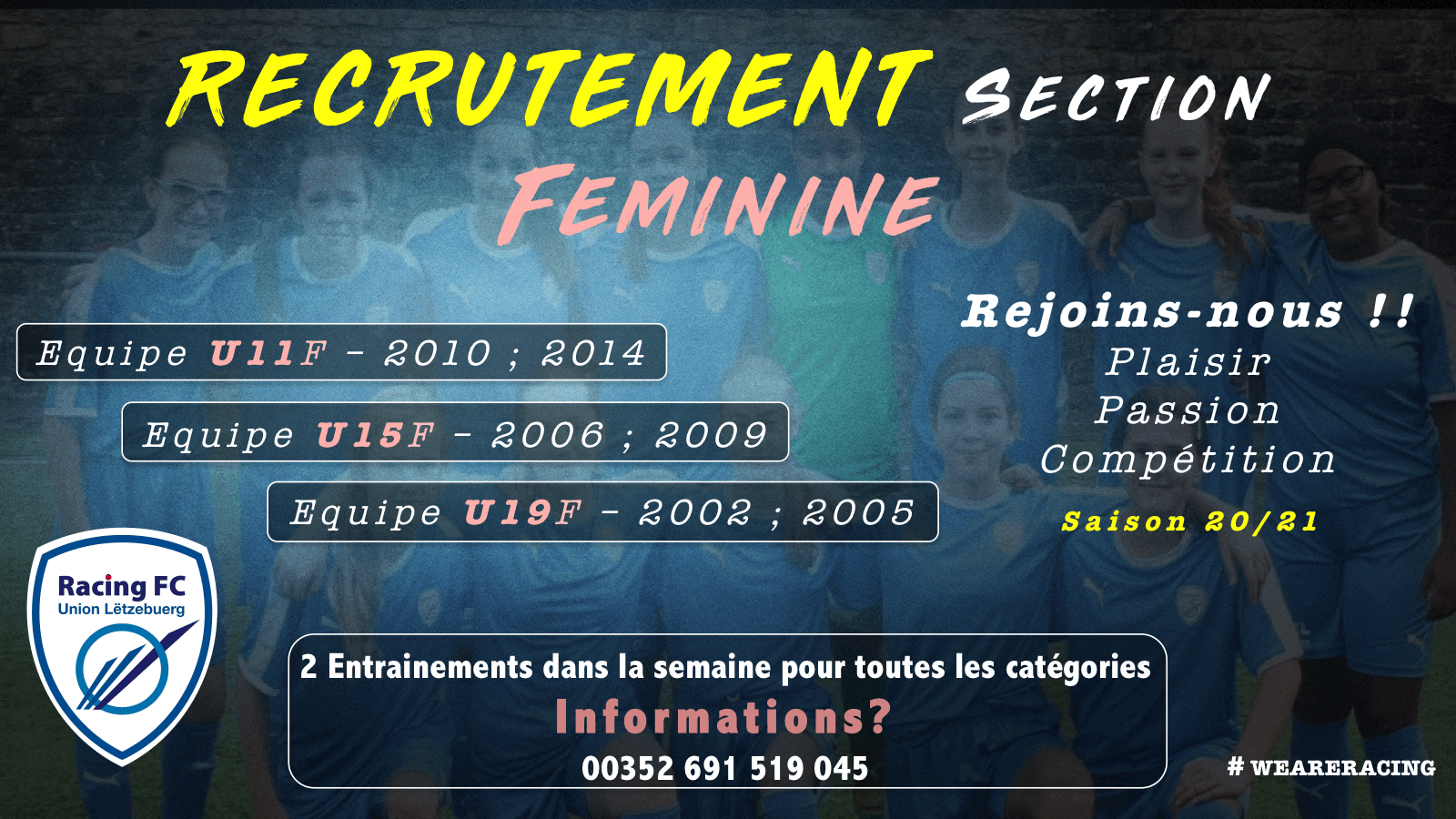 RECRUTEMENT - Section Féminine S20/21 RECRUTEMENT - Section Féminine S20/21