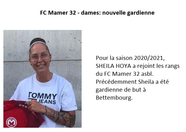 FC Mamer 32 - dames: nouvelle gardienne de but