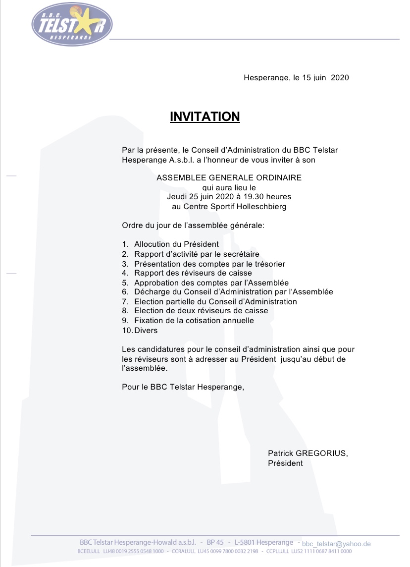 Assemblée générale 2020 Assemblée générale 2020