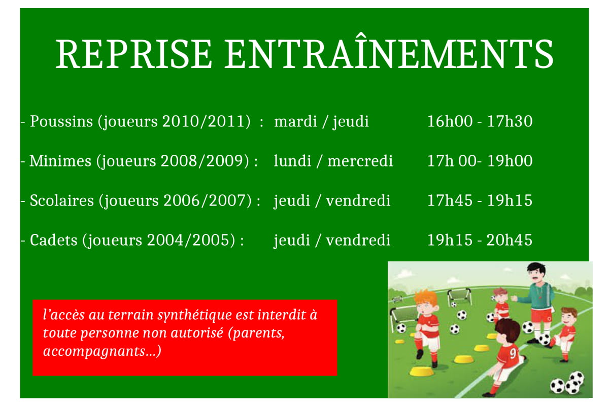 reprise entraînements jeunes