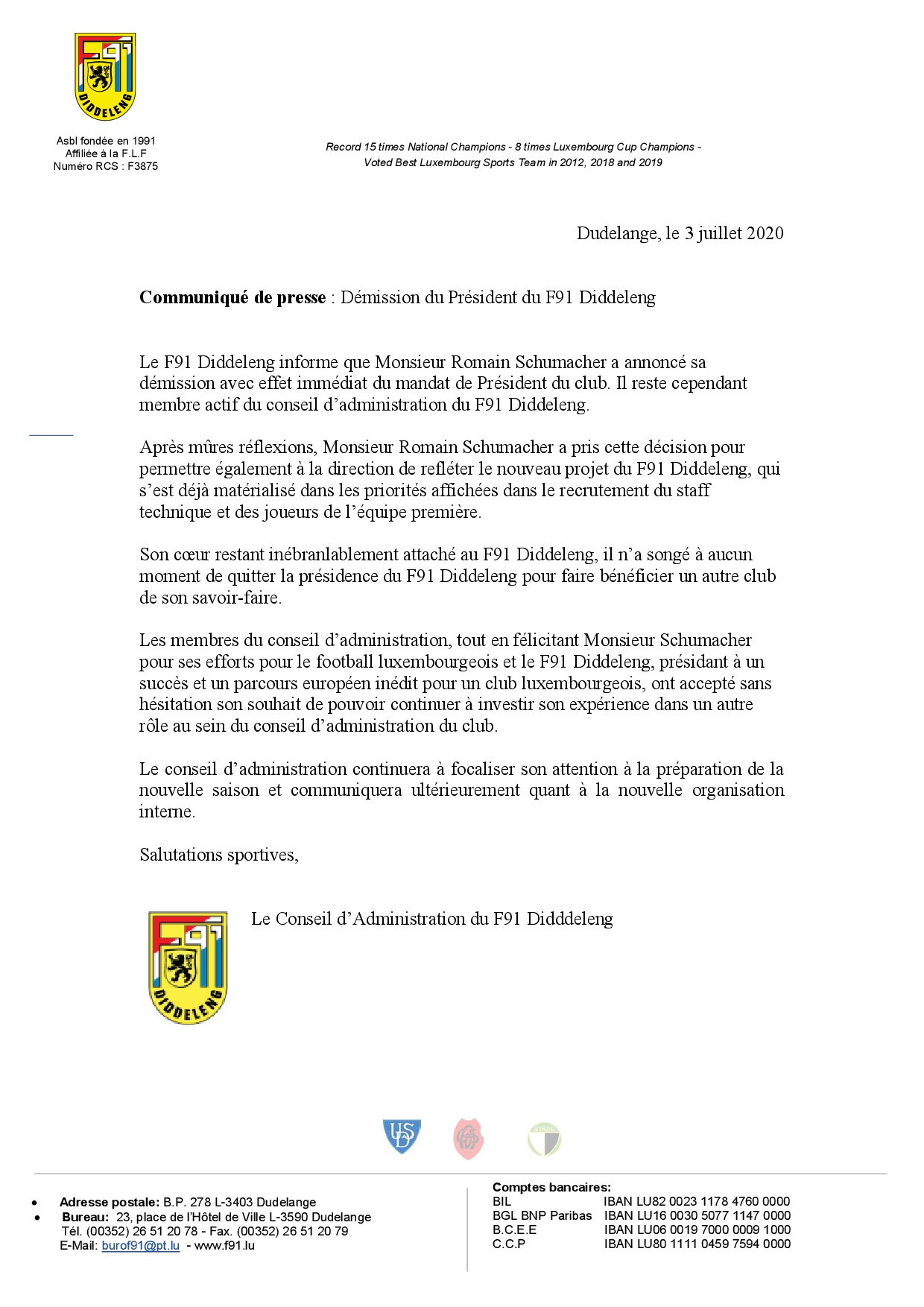 Communiqué de presse