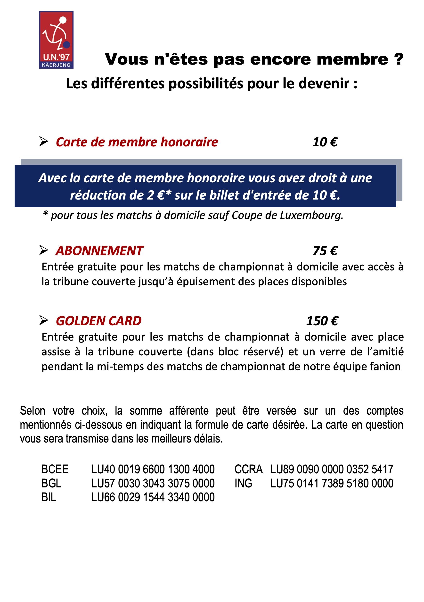 * Memberskaart, Abo & Golden Card *