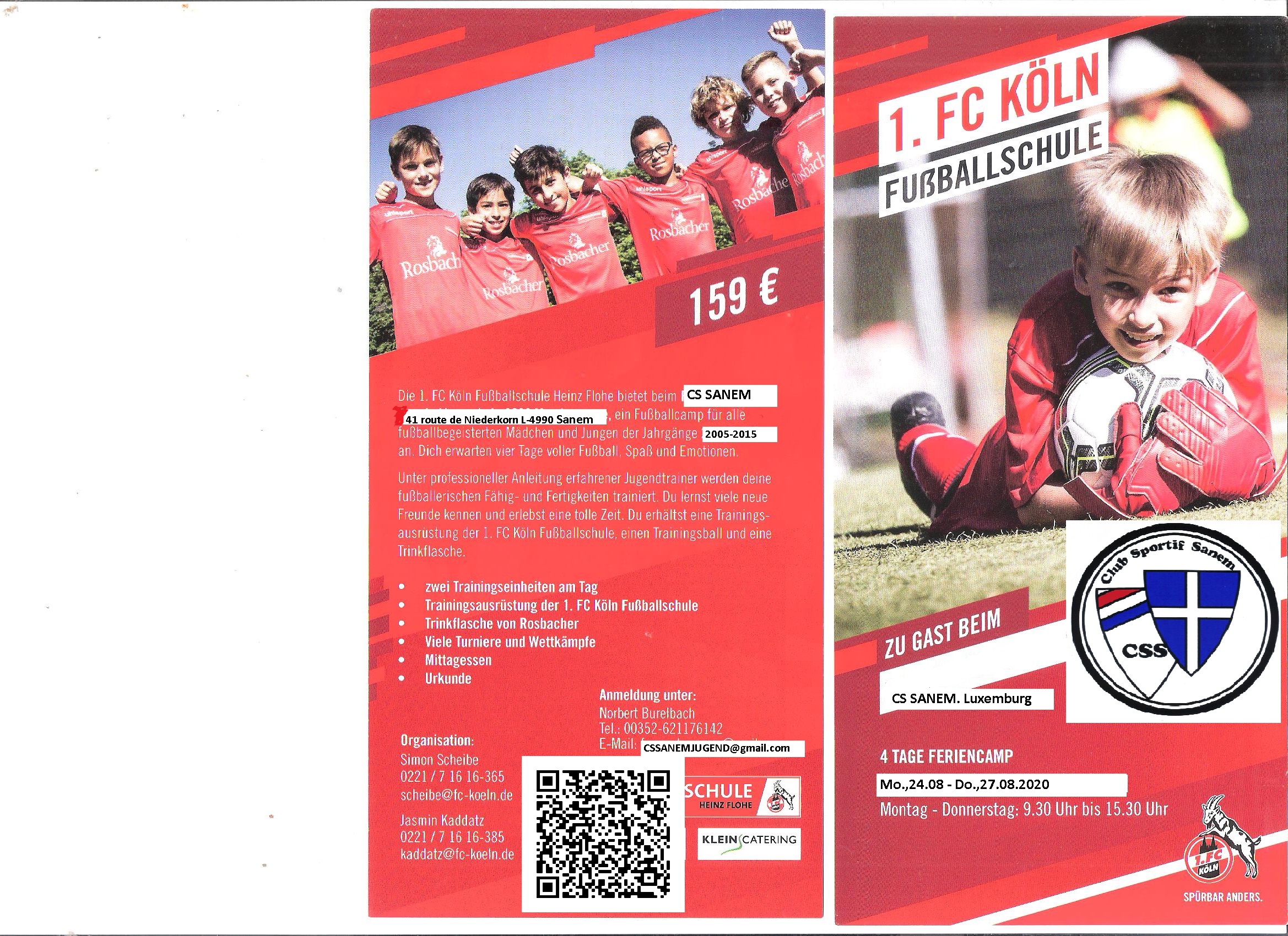 Fussballstage fier Kanner vun 2005-2015 mat Trainer vum 1 Fc Köln zu Sanem 