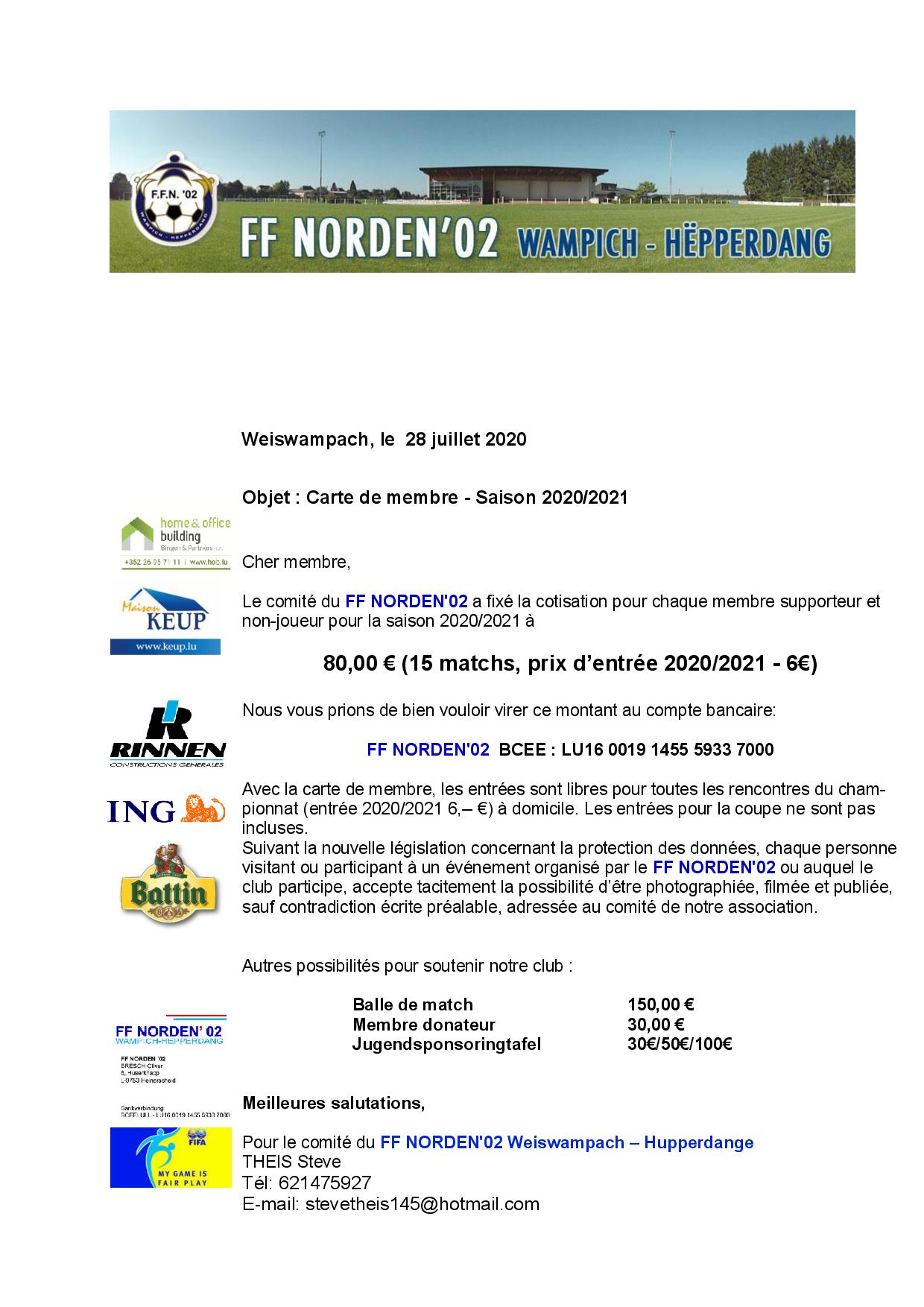 Dauerkaart Saison 2020/2021 Dauerkaart Saison 2020/2021