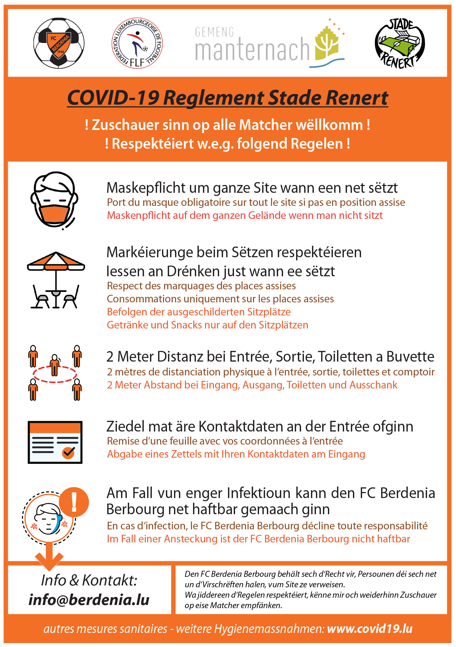 COVID-19 Reglement Stade Renert 