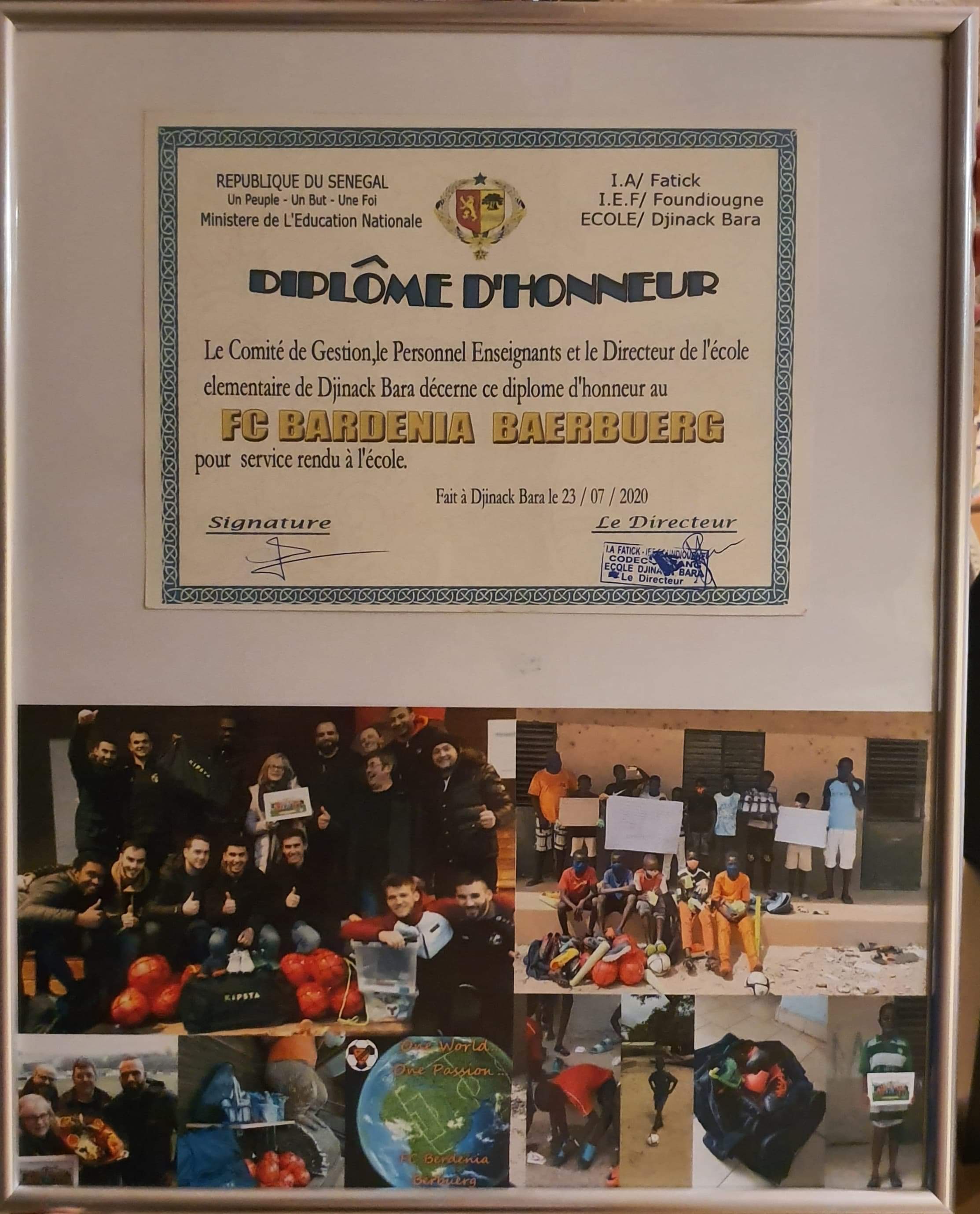 Éirendiplom fir den FC Berdenia