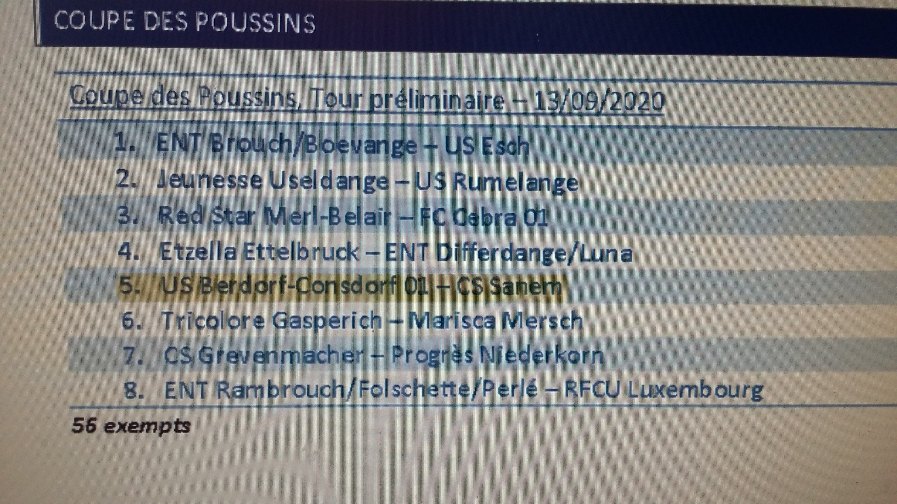 Tirage Coupe Poussins