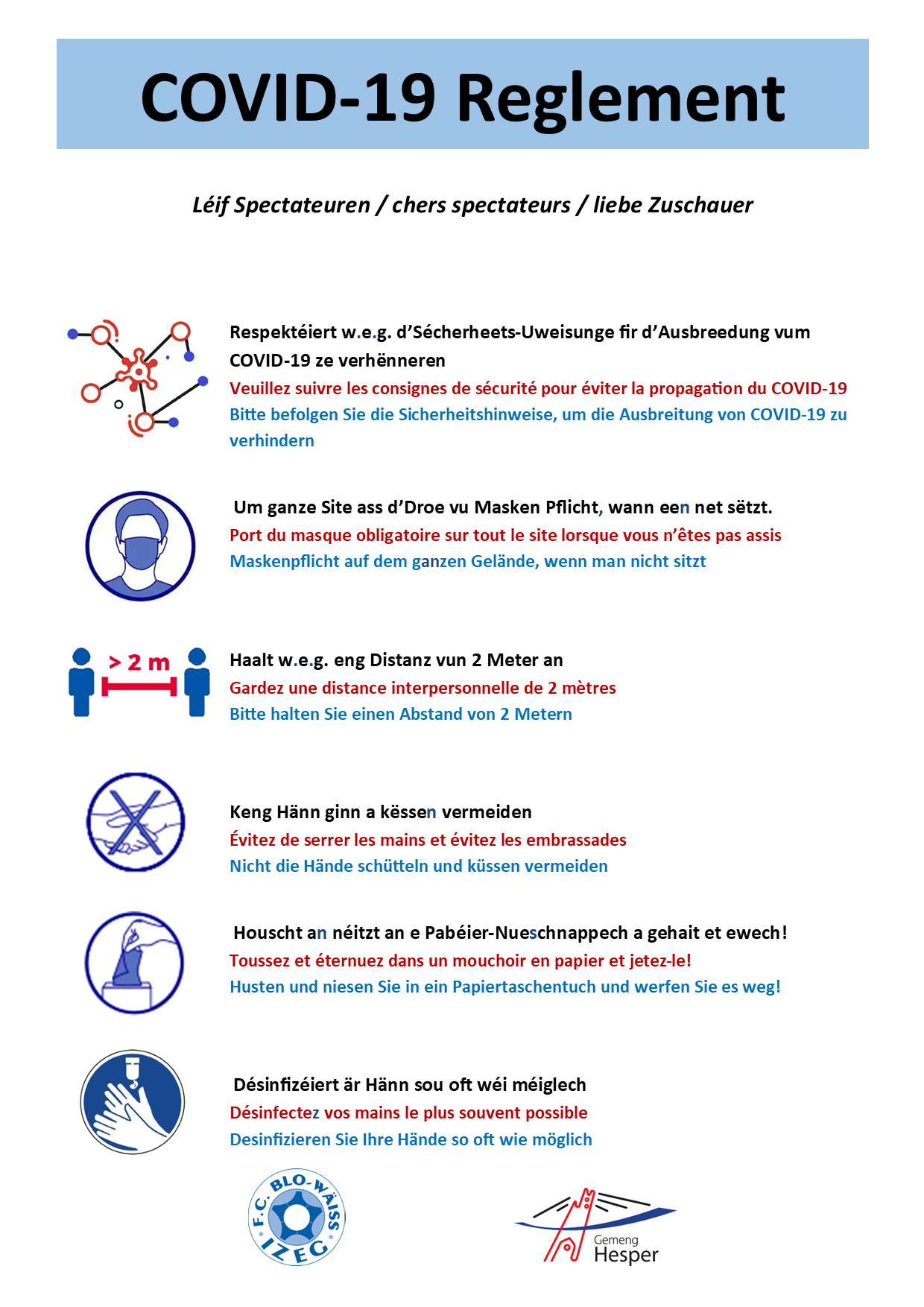 RAPPEL COVID-19-REGLEMENT