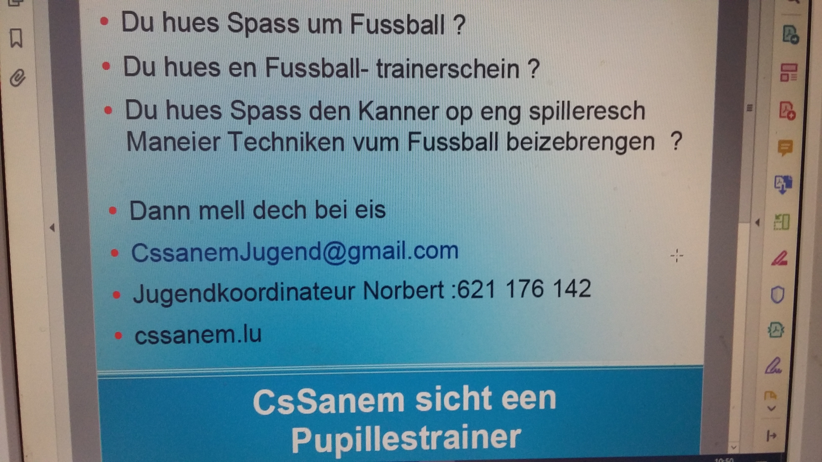 CS Sanem Jugend sicht  en Pupillestrainer 