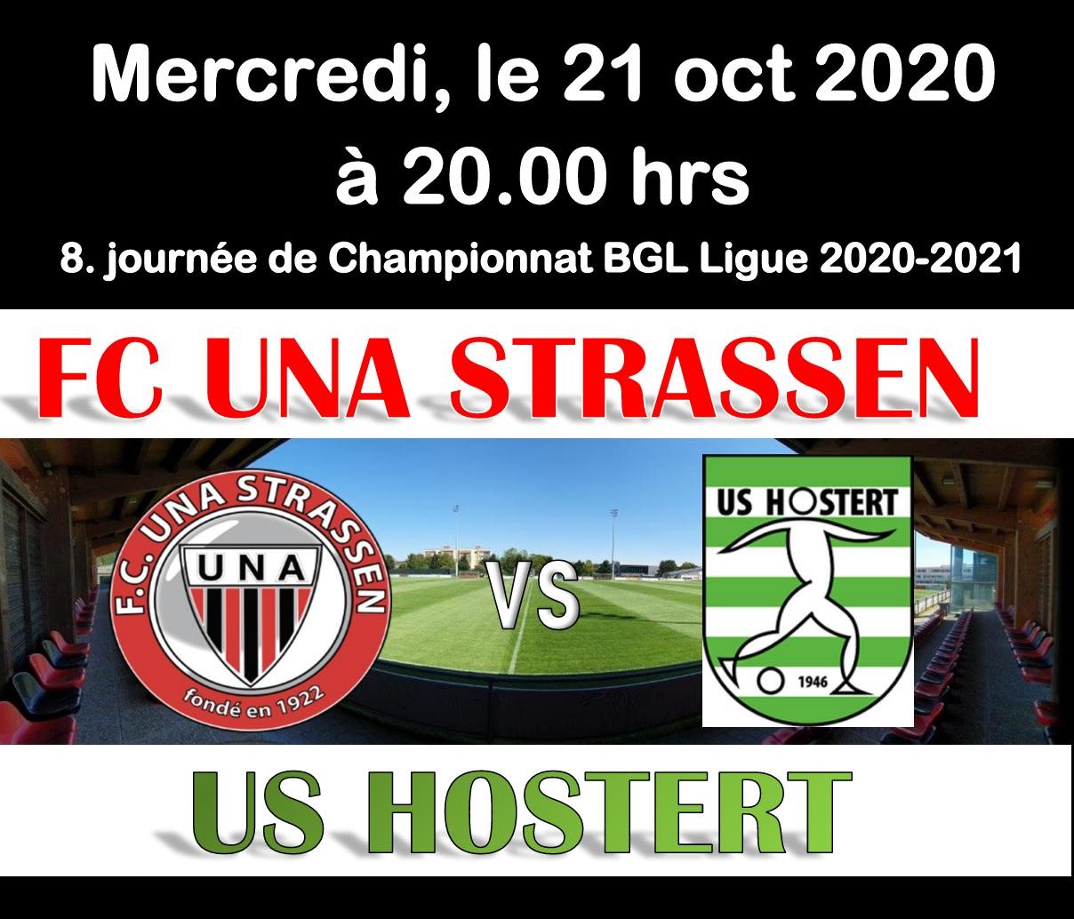 Match de championnat UNA - US HOSTERT le mercredi 21.10. à 20.00 hrs