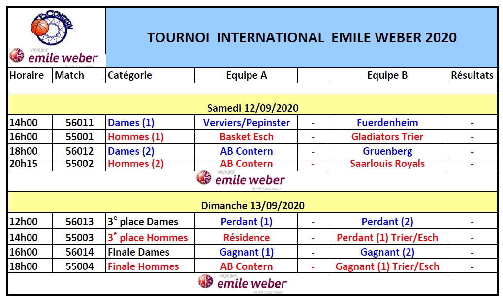 Tournoi Emile Weber 12 & 13 September 2020 Um Ewent Tournoi Emile Weber 12 & 13 September 2020 Um Ewent