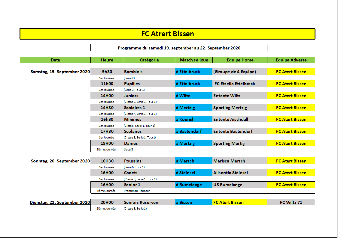 Wochenprogramme