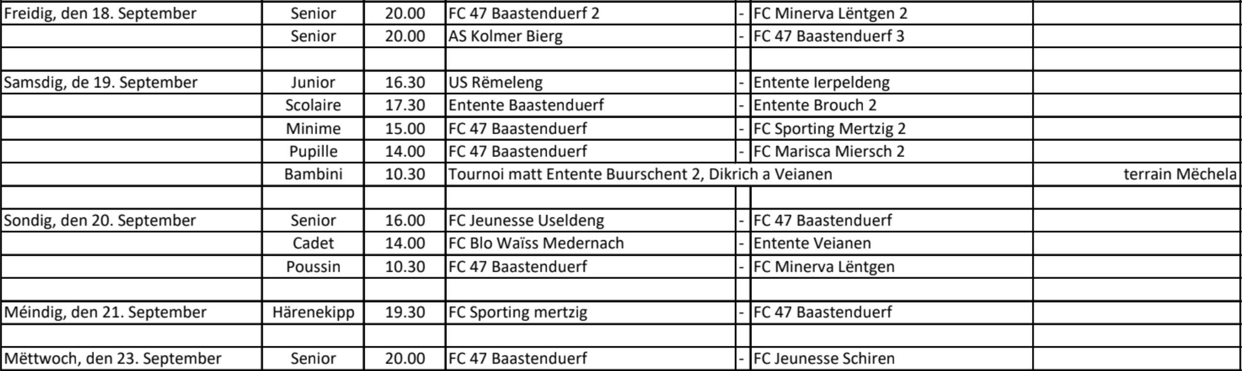 Mätcher dëse Weekend