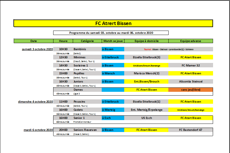 Programme du WK 03-06 octobre 2020