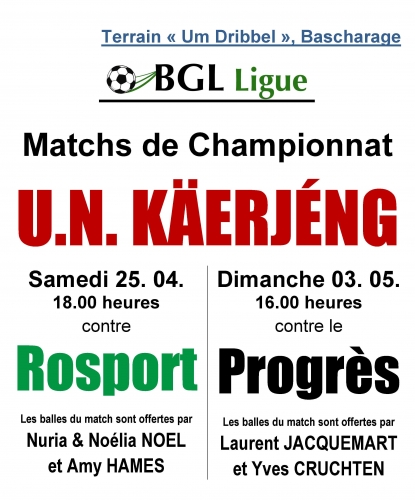 Hei schonn mol Datumen vun eisen nächsten 2 Heemmatcher...