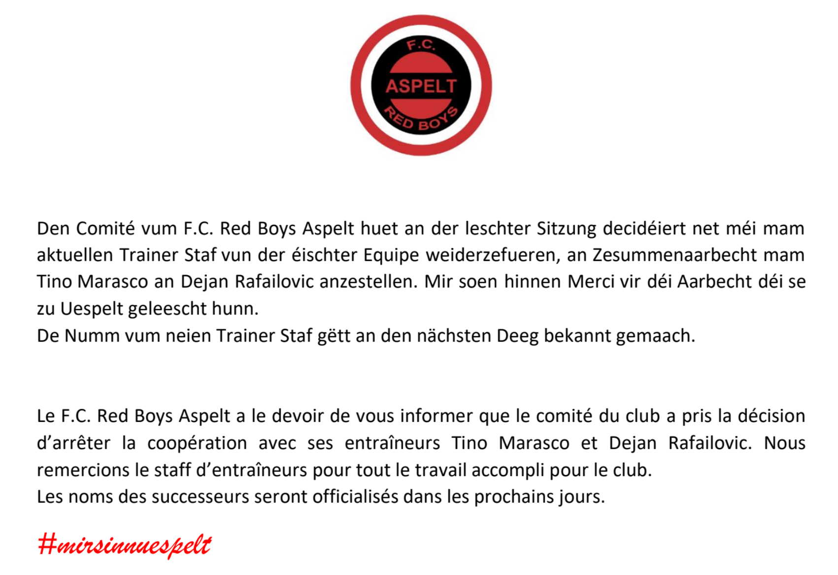 Trainerwiessel zu Uespelt