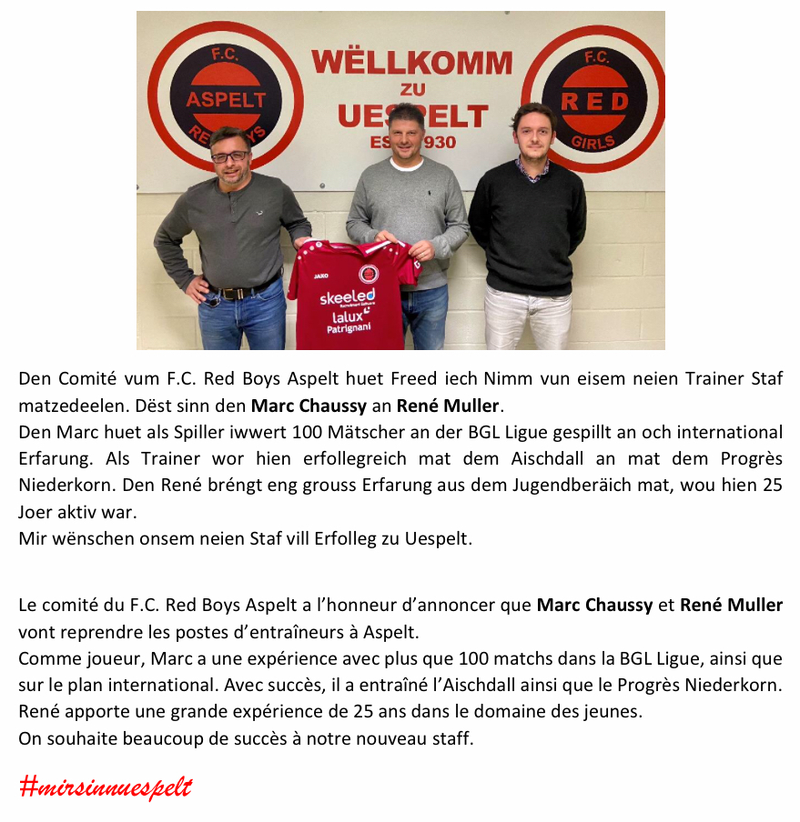 Neien Trainerstaf zu Uespelt