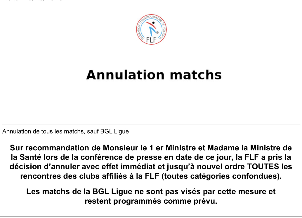 Annulation matchs.