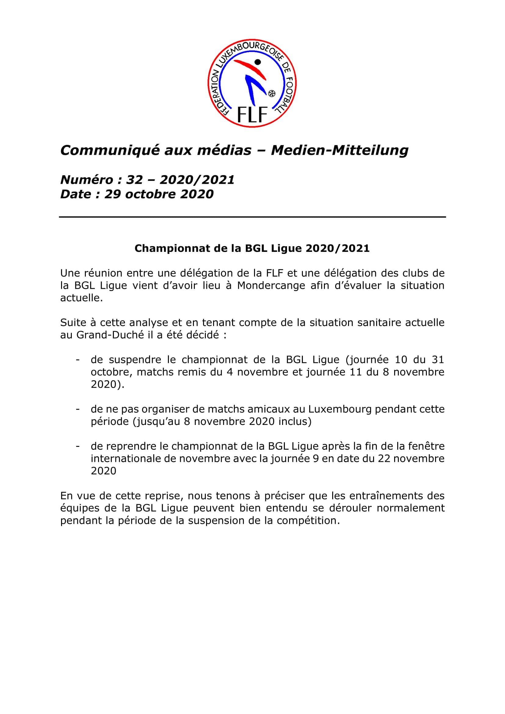 Suspension de la BGL Ligue