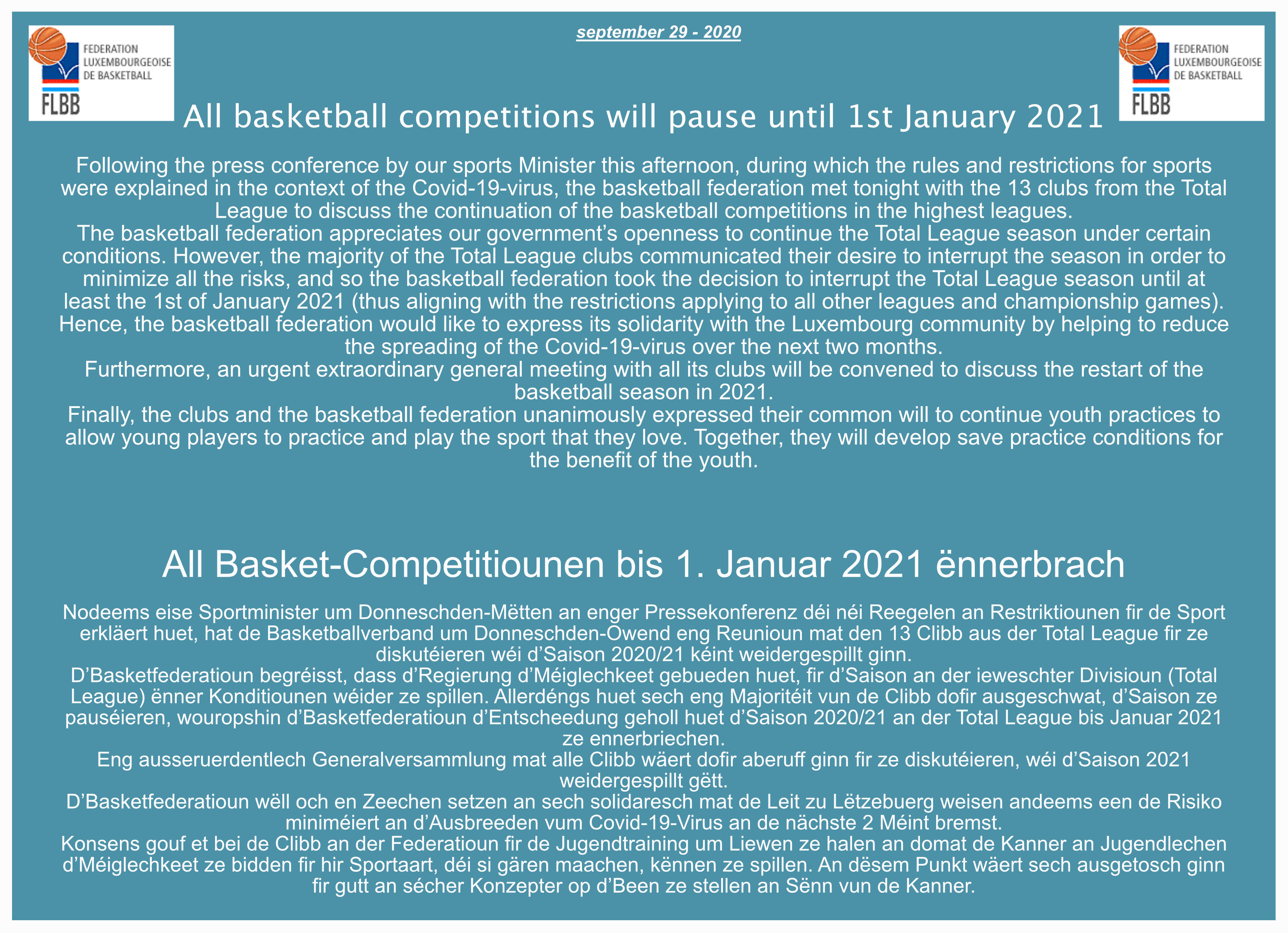 NO GAMES UNTIL JANUARY 1st 2021