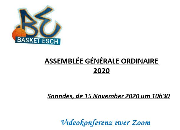 INVITATIOUN: ONLINE GENERALVERSAMMLUNG SONNDEN 15. NOVEMBER ËM 10h30 INVITATIOUN: ONLINE GENERALVERSAMMLUNG SONNDEN 15. NOVEMBER ËM 10h30