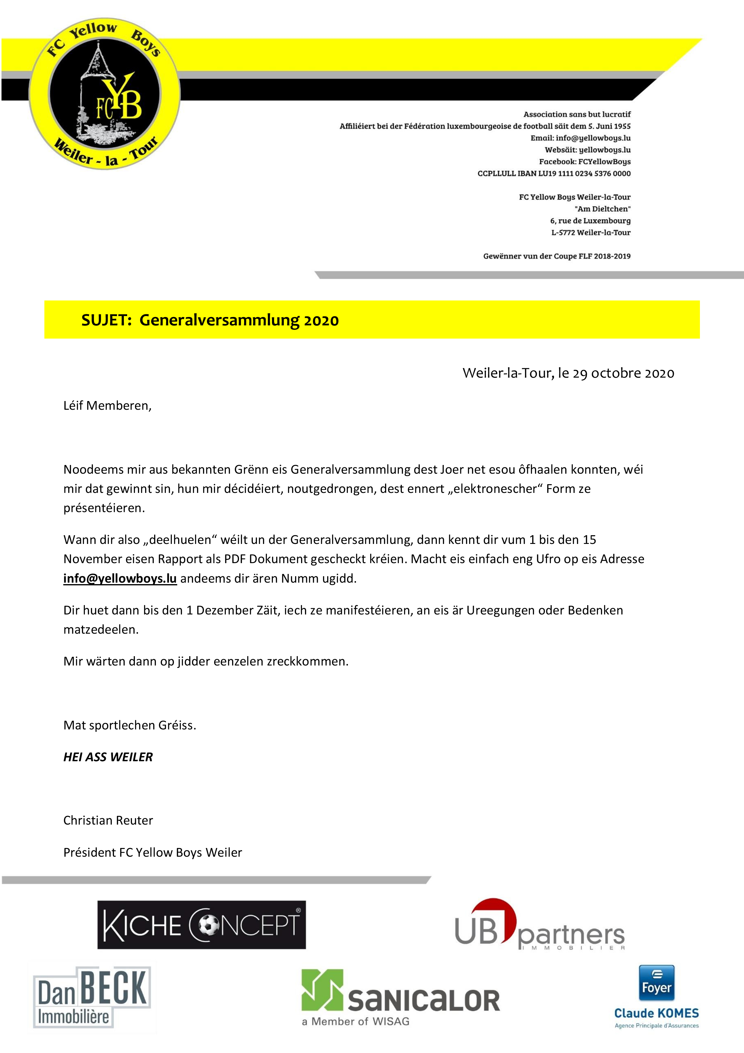 Generalversammlung 2020 LUX