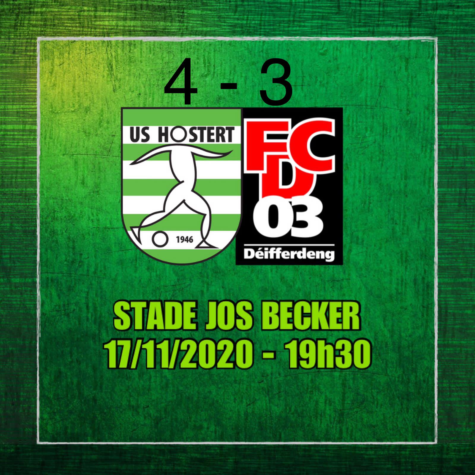 USH gewënnt Testmatch géint FC Deifferdeng. Goler : B. LUSALA (2), J. STEINER, R. EICHHORN 