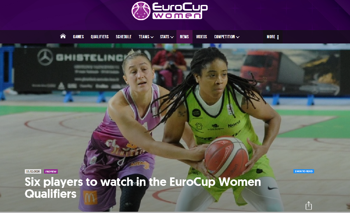 Alex listed as one of six players to watch in the EuroCup women qualifiers