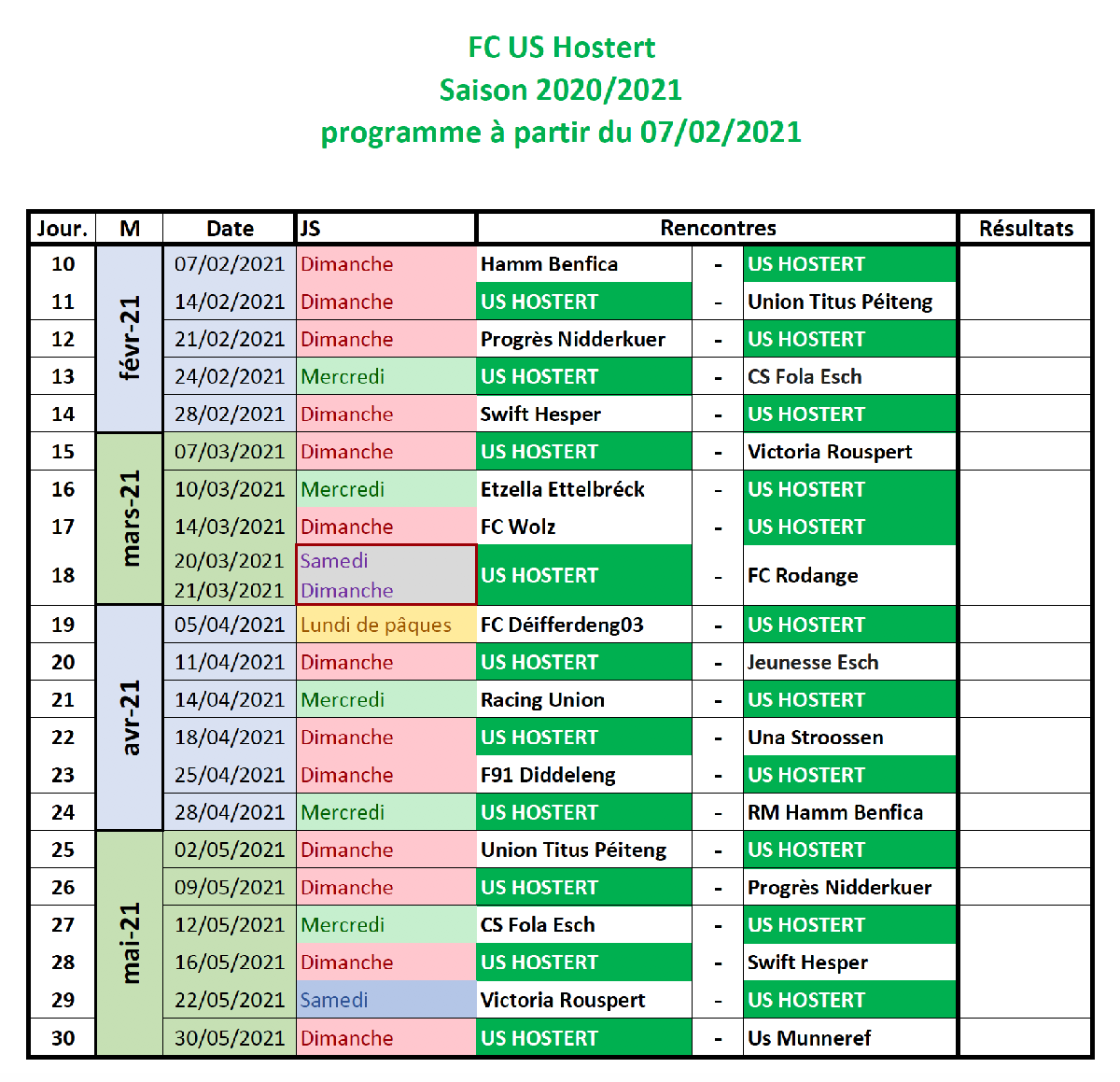 Programme BGL-Ligue 2021 (février - mai)